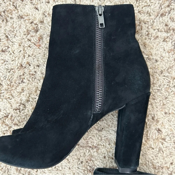 Steve Madden Mannzo Suede High Heel Open Toe Black Bootie Size 6 - Picture 4 of 11